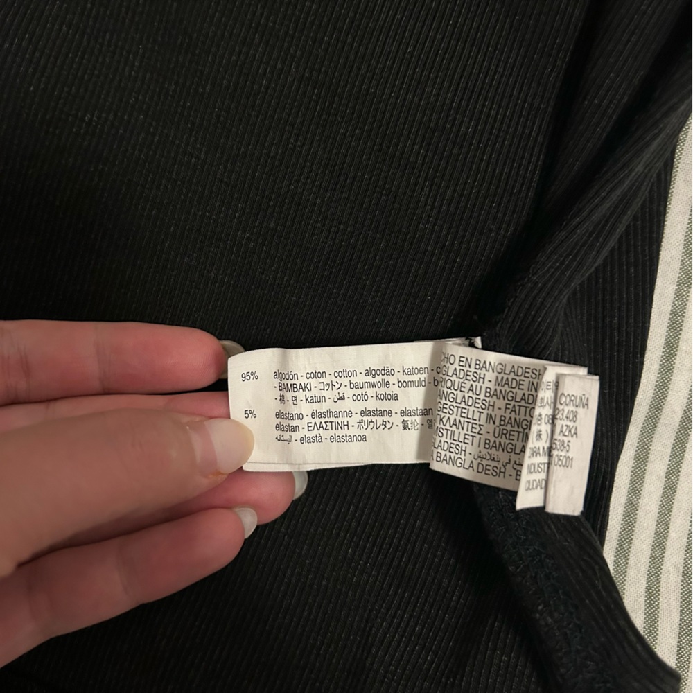 Zara Washed Ribbed Black Tee - Picture 4 of 4